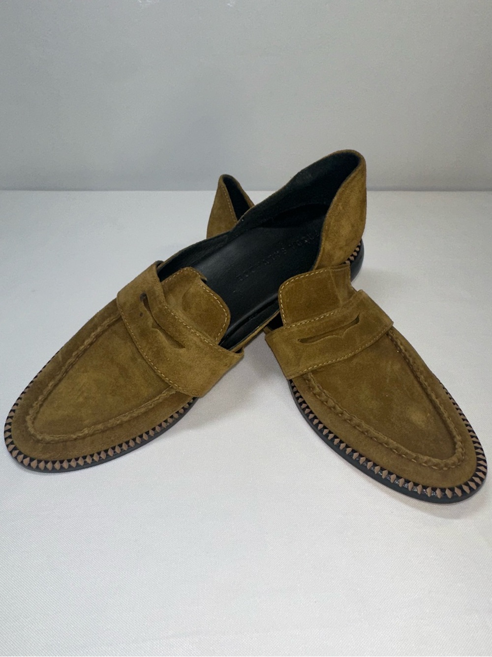 Freda Salvador Eda D'Orsay Suede Penny Loafer Sneakers Sz 10M Olive Green EUC